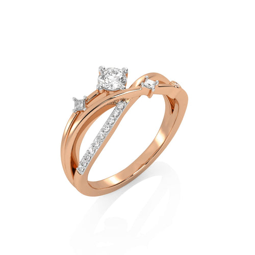 1/3 CT. Princess and Round Lab Created Diamond Cross Over Ring