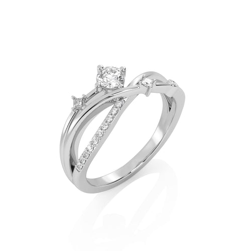 1/3 CT. Princess and Round Lab Created Diamond Cross Over Ring
