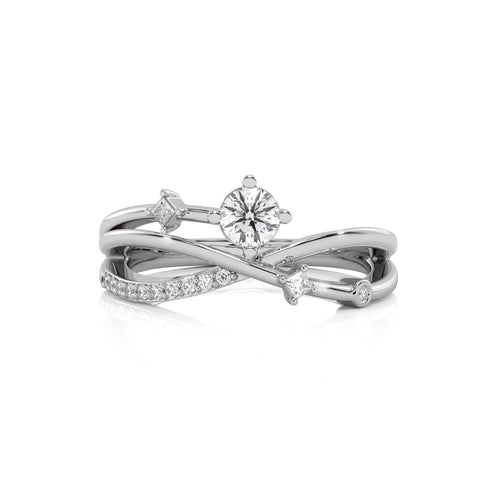1/3 CT. Princess and Round Lab Created Diamond Cross Over Ring
