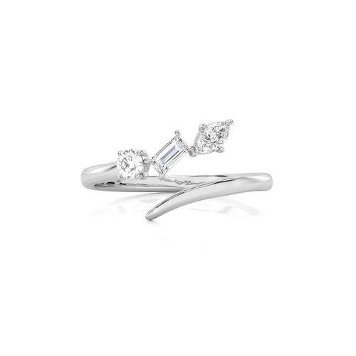 1/4 CT. Multi Shape Three Stone Natural Diamond Ring