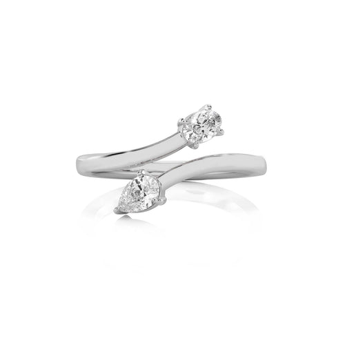 3/8 CT. Oval and Pear Natural Diamond Two Headed Ring