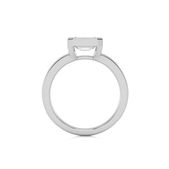 1 1/2 CT. Emerald Cut Natural Diamond Bezel Set Solitaire Ring