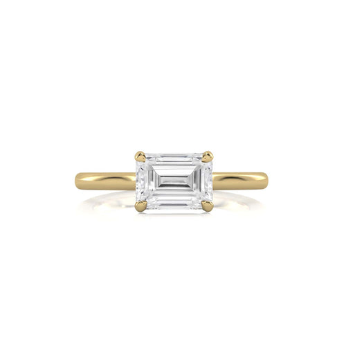 1 1/2 CT. Emerald Cut Natural Diamond Four Prong Solitaire Ring