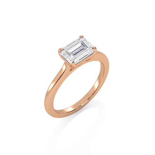 1 1/2 CT. Emerald Cut Natural Diamond Four Prong Solitaire Ring