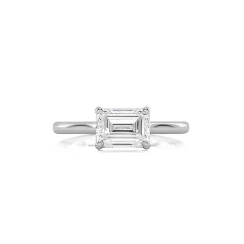 1 1/2 CT. Emerald Cut Lab Created Diamond Four Prong Solitaire Ring