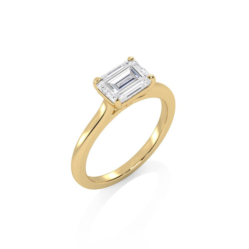 1 1/2 CT. Emerald Cut Lab Created Diamond Four Prong Solitaire Ring