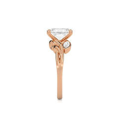 1 1/2 CT. Emerald Cut Marquise Leaf Sides Natural Diamond Engagement Ring