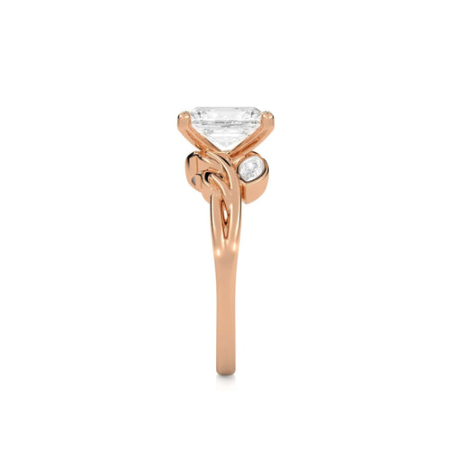 1 1/2 CT. Emerald Cut Marquise Leaf Sides Natural Diamond Engagement Ring