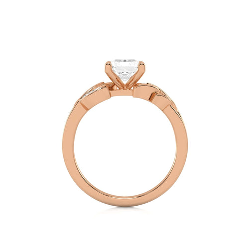 1 1/2 CT. Emerald Cut Marquise Leaf Sides Natural Diamond Engagement Ring