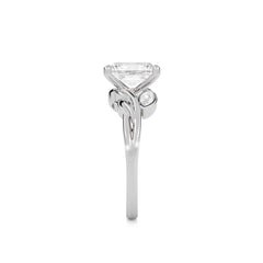 1 1/2 CT. Emerald Cut Marquise Leaf Sides Natural Diamond Engagement Ring