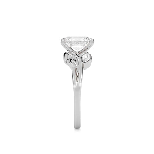 1 1/2 CT. Emerald Cut Marquise Leaf Sides Natural Diamond Engagement Ring