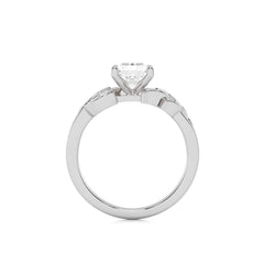 1 1/2 CT. Emerald Cut Marquise Leaf Sides Natural Diamond Engagement Ring