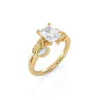 1 1/2 CT. Emerald Cut Marquise Leaf Sides Natural Diamond Engagement Ring