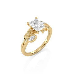 1 1/2 CT. Emerald Cut Marquise Leaf Sides Natural Diamond Engagement Ring