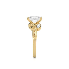 1 1/2 CT. Emerald Cut Marquise Leaf Sides Natural Diamond Engagement Ring