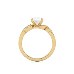 1 1/2 CT. Emerald Cut Marquise Leaf Sides Natural Diamond Engagement Ring