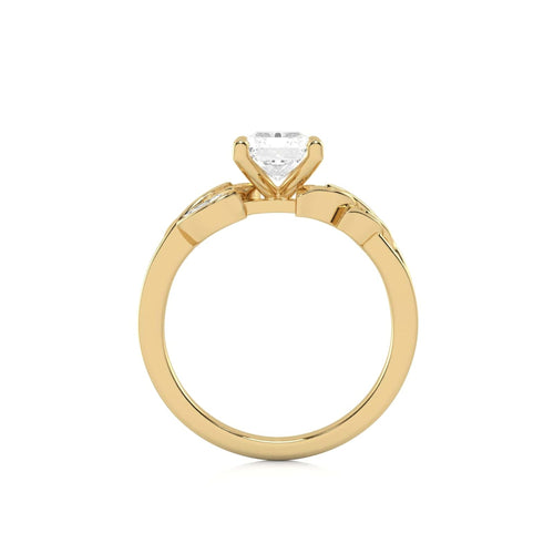 1 1/2 CT. Emerald Cut Marquise Leaf Sides Natural Diamond Engagement Ring