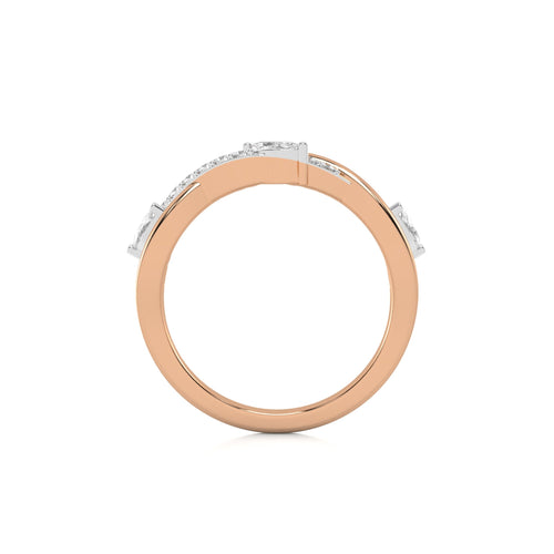 1/3 CT.Round and Marquise Natural Diamond Cross Over Ring