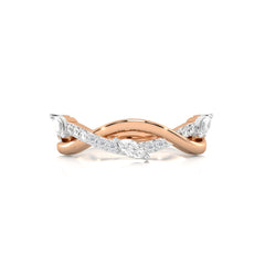 1/3 CT.Round and Marquise Natural Diamond Cross Over Ring
