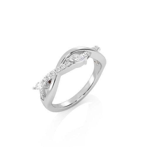 1/3 CT.Round and Marquise Natural Diamond Cross Over Ring