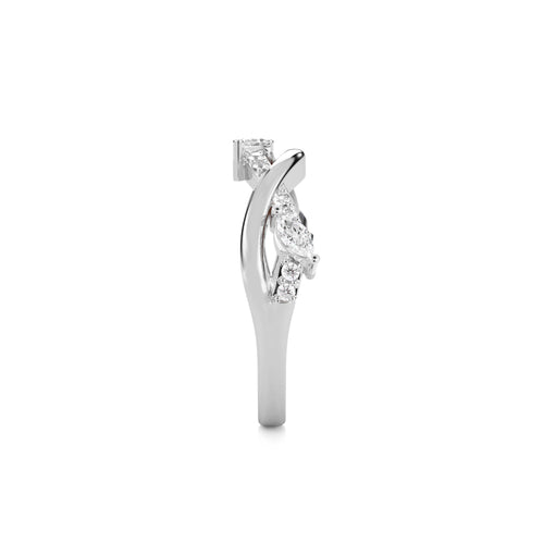 1/3 CT.Round and Marquise Natural Diamond Cross Over Ring