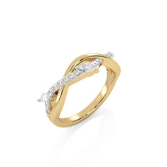 1/3 CT.Round and Marquise Natural Diamond Cross Over Ring