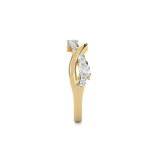 1/3 CT.Round and Marquise Natural Diamond Cross Over Ring