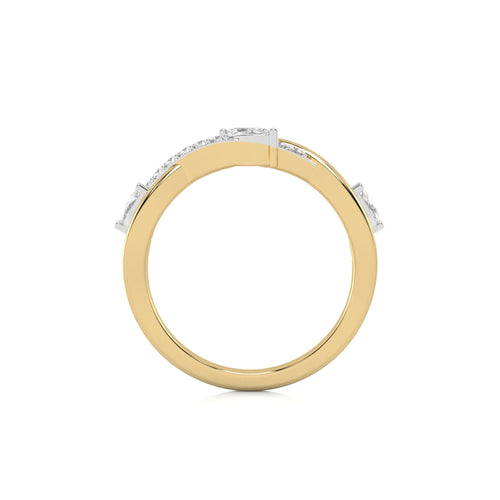 1/3 CT.Round and Marquise Natural Diamond Cross Over Ring