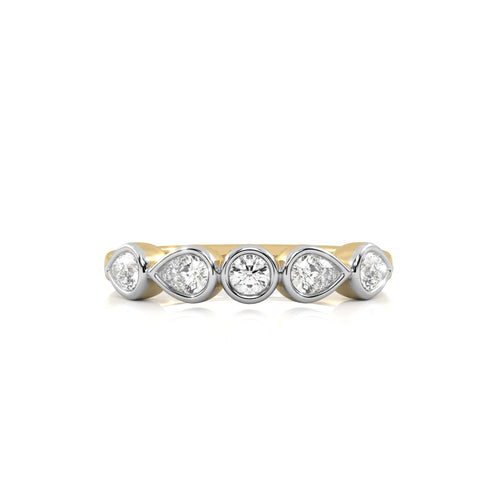 1/2 CT. Pear and Oval shape Natural Diamond Bezel Set Weddiing Band