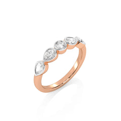 1/2 CT. Pear and Oval shape Natural Diamond Bezel Set Weddiing Band