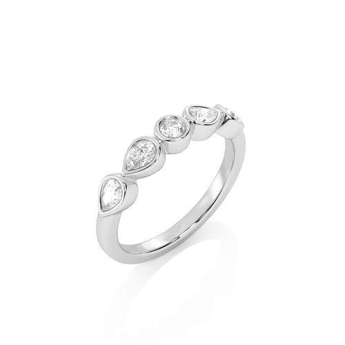 1/2 CT. Pear and Oval shape Natural Diamond Bezel Set Weddiing Band