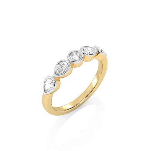 1/2 CT. Pear and Oval shape Natural Diamond Bezel Set Weddiing Band