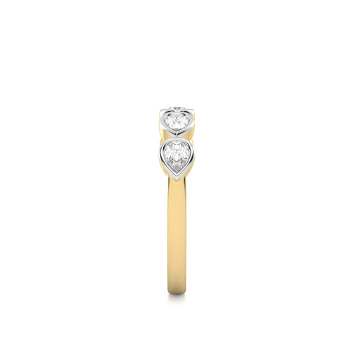 1/2 CT. Pear and Oval shape Natural Diamond Bezel Set Weddiing Band