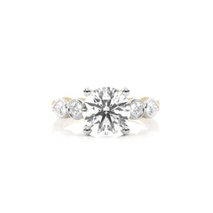 2 3/4 CT. Round and Pear  Natural Diamond Engagement Ring