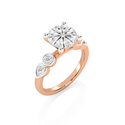 2 3/4 CT. Round and Pear  Lab Created Diamond Engagement Ring