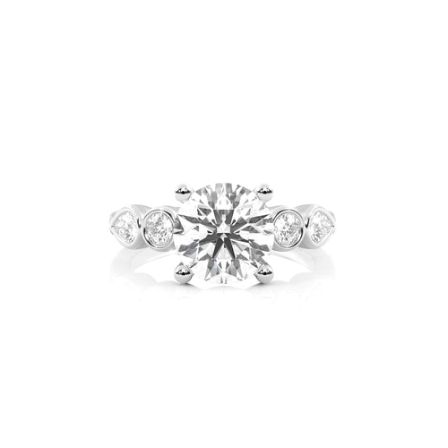 2 3/4 CT. Round and Pear  Lab Created Diamond Engagement Ring