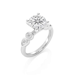 2 3/4 CT. Round and Pear  Natural Diamond Engagement Ring