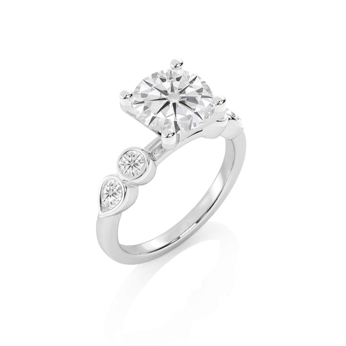 2 3/4 CT. Round and Pear  Natural Diamond Engagement Ring
