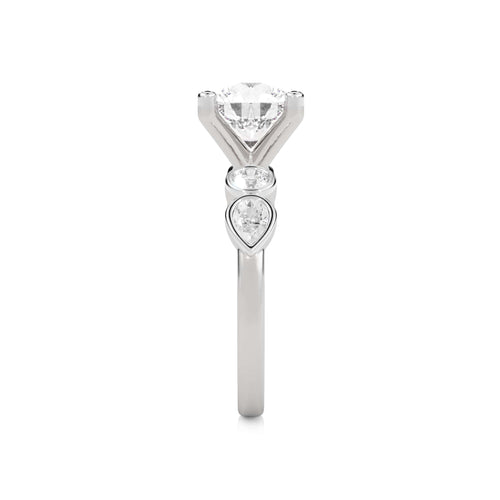 2 3/4 CT. Round and Pear  Lab Created Diamond Engagement Ring