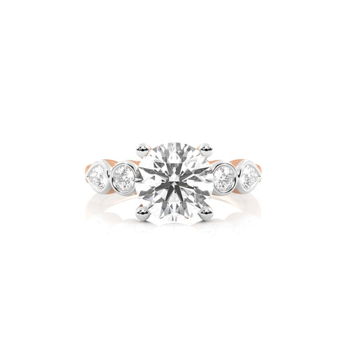 2 3/4 CT. Round and Pear  Natural Diamond Engagement Ring