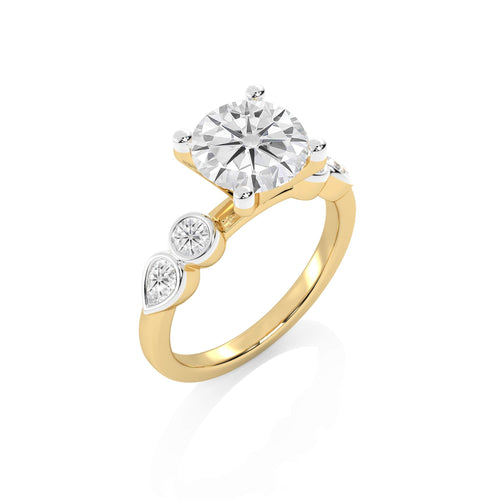 2 3/4 CT. Round and Pear  Lab Created Diamond Engagement Ring