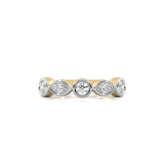 3/4 CT. Marquise and Round Natural Diamond Bezel Set Wedding Band