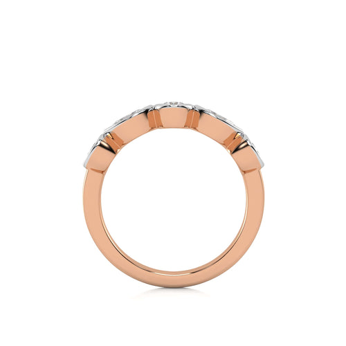 3/4 CT. Marquise and Round Natural Diamond Bezel Set Wedding Band