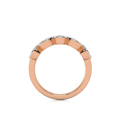 3/4 CT. Marquise and Round Natural Diamond Bezel Set Wedding Band