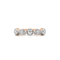 3/4 CT. Marquise and Round Natural Diamond Bezel Set Wedding Band