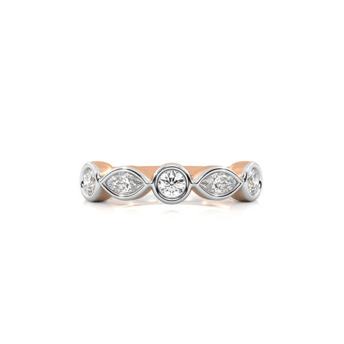 3/4 CT. Marquise and Round Natural Diamond Bezel Set Wedding Band
