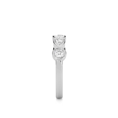 3/4 CT. Marquise and Round Natural Diamond Bezel Set Wedding Band