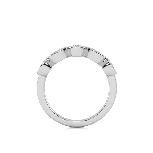 3/4 CT. Marquise and Round Lab Created Diamond Bezel Set Wedding Band