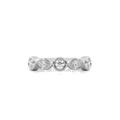 3/4 CT. Marquise and Round Natural Diamond Bezel Set Wedding Band