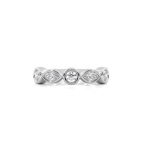 3/4 CT. Marquise and Round Natural Diamond Bezel Set Wedding Band